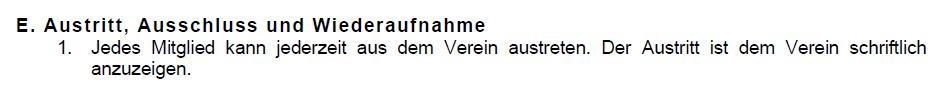 Satzung E., 1.